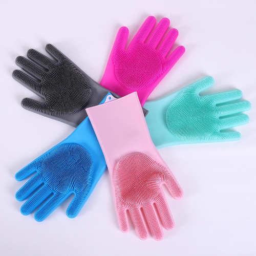 Multi-Color Thickened Household Silicone Magic Dishwashing Gloves Cleaning Tool Housework