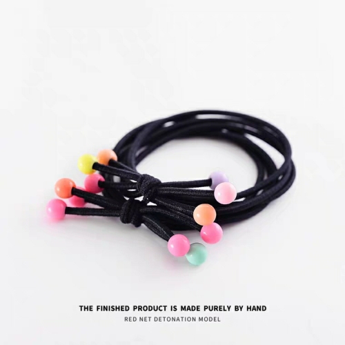 Children‘s Hair Friendly String Rubber Band Colorful Beads Hair Rope Hair Ring Good Elasticity Hair Elastic Band Leather Cover Hair Accessories