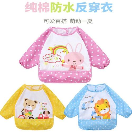 Baby Dinner Coverall Summer Thin Waterproof inside-out Child Drawing Apron Protective Clothing Bib Pinny