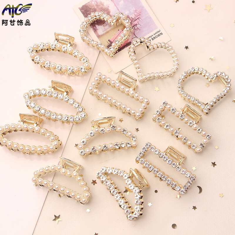 2019新款珍珠水钻抓夹女韩国网红发卡夹子气质百搭少女边夹头