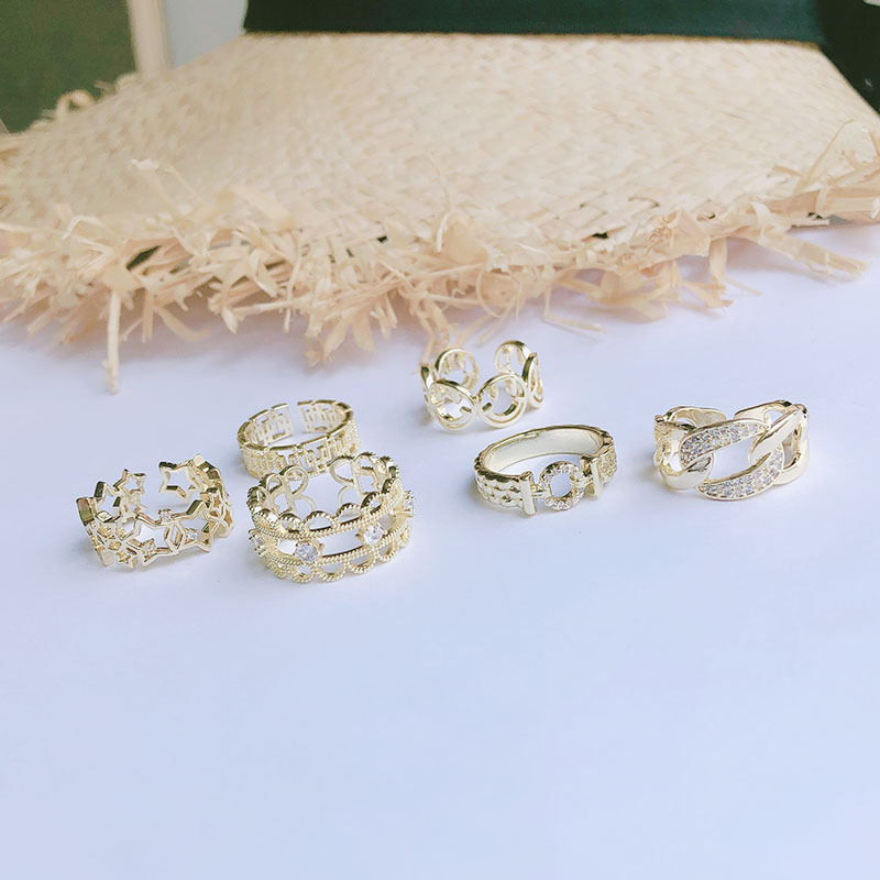 新款开口铜微镶戒指时尚可调节大气百搭ins风网红爆款摆摊女批发