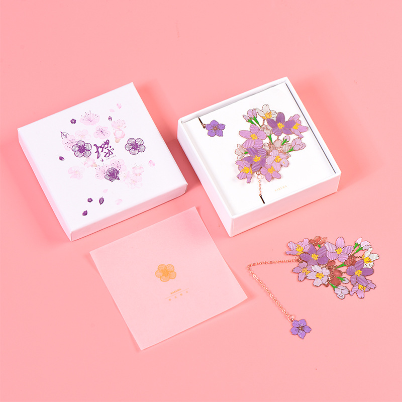 金属书签 黄铜烤漆浪漫花卉精美文创意礼品套装 厂家批发可定制