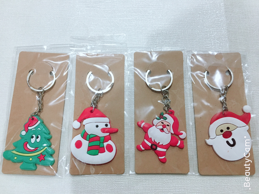 卡通圣诞钥匙扣PVC单面圣诞老人挂件包扣钥匙扣促销礼品批发