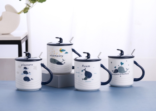 happy whale ceramic cup online popular ceramic cup gift cup teacup water cup cover cup