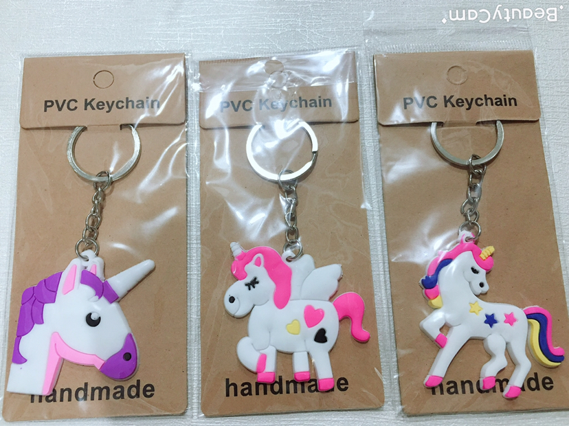 独角兽钥匙扣卡通PVC单面独角兽挂件包扣书包扣汽车挂件批发