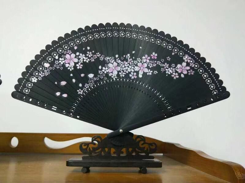 中国风全竹扇子女士日式古风古典黑折扇小巧汉服舞蹈扇随身易开合