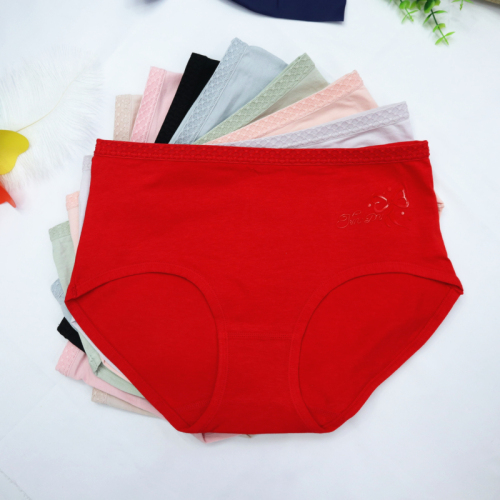 manufacturer‘s hot-selling girl‘s solid color epoxy rc cotton underwear soft and comfortable women‘s 100% cotton briefs mid-waist triangle stall