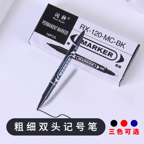 Factory Direct Sales Smooth Writing Water-Based Paint Pen Small Double-Headed Marking Pen Hook Brush Color Writing Pen Wholesale