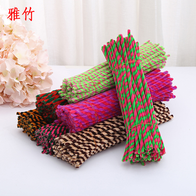麻花毛根双色毛条儿童益智手工DIY玩具 双色扭扭棒厂家批发定制