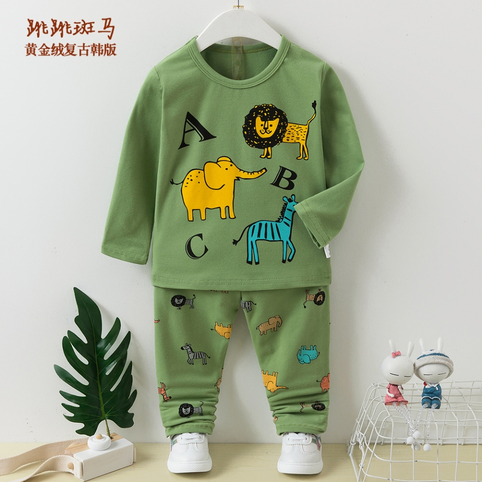 2020新款秋冬季复古韩版儿童内衣男女童中小童卡通可爱舒适透气