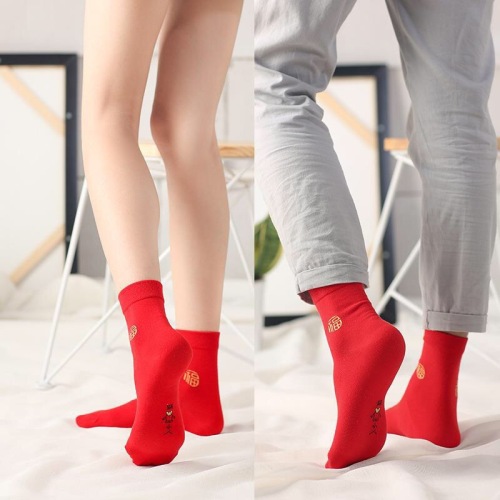 One-Piece Delivery Free Shipping Birth Year Socks Red Blessing Socks Wedding Socks Combed Cotton Adult Socks Cotton Socks Mid-Calf Socks