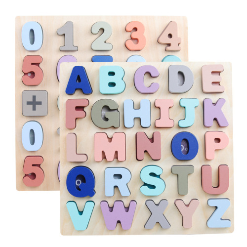 skillful wood digital alphabet hand grip board puzzle puzzle enlightenment building blocks children‘s diy puzzle cloud and wooden toys
