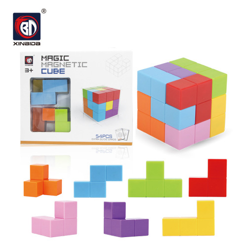Xinda 730A/B Mini Transparent Magnetic Cube Decompression Puzzle 3D Assembled Variety Magnetic Building Blocks Toys
