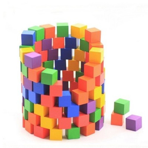 100 square colored building blocks primary school mathematics teaching aids cube solid wood cube 2.0cm