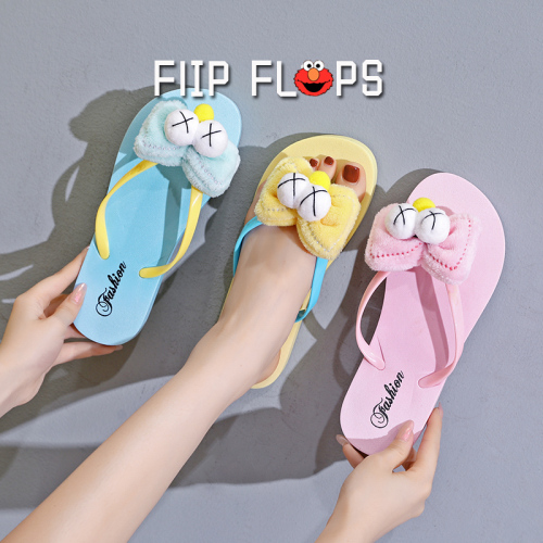 spot supply summer women‘s sesame street slippers popular popular personalized cute flat flip flops beach slippers