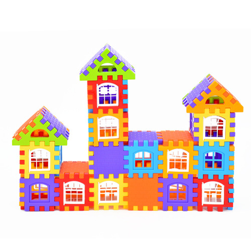Factory Wholesale Children‘s Plastic Assembling House Building Blocks 1-3-6 Years Old Villa Kindergarten Assembling Toys