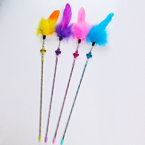 manufacturers supply new big feather pearl cat teaser bite toy pearl luxury magic wand in stock wholesale