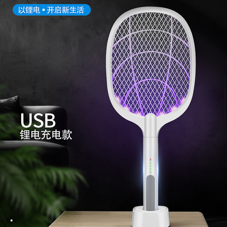 亚马逊USB电蚊拍可充电式锂电池家用苍蝇拍电蚊拍灭蚊灯二合一