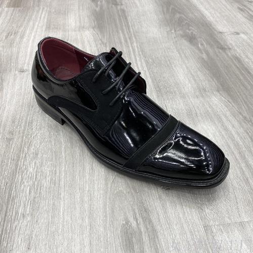 Men Shoes Dress Shoe Fashion Square Toe Patent Leather Lace-up Style Customized Casual Formal Wear Men‘s Shoes for Foreign Trade