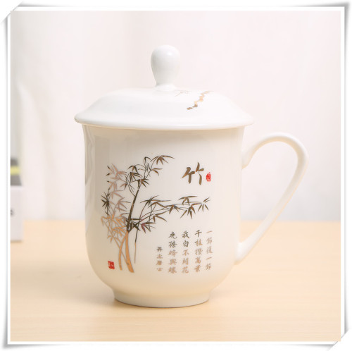 Tea Set Hand Drawn Ceramic Cup Hand-Painted Water Cup with Lid Creative Office Boss Tea Conference Cup
