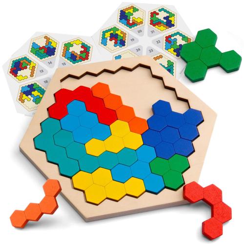 wooden educational toys puzzle honeycomb kindergarten large class elementary school students hands-on desktop toys changeable puzzle