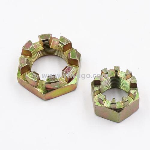 slotted nut hexagonal slotted nut national standard 4.8 grade plated color zinc fasteners