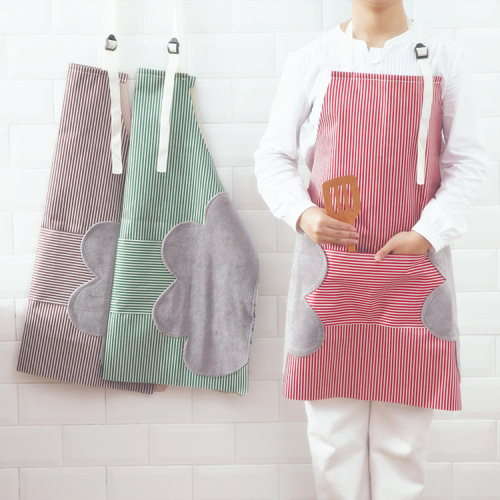 erasable hand apron household kitchen waterproof oil-proof cooking coverall bib waist large pocket towel