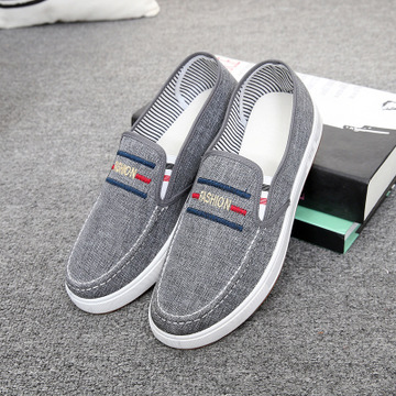 men‘s canvas shoes casual flat slip-on korean style low-top men‘s board shoes tendon sole student cloth shoes