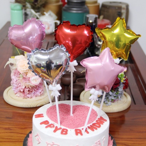 Wholesale Birthday Cake Insert 5-Inch Five-Pointed Star Love Aluminum Film Balloon Butterfly Rod Balloon Baking Decoration Plug-in