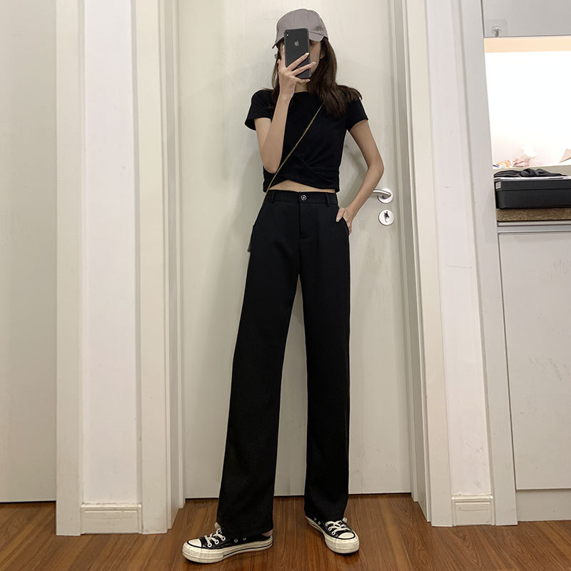 阔腿裤女裤夏高腰垂感显瘦黑色百搭休闲直筒宽松春秋西装拖地裤子