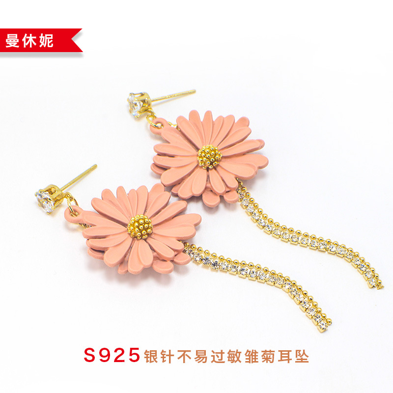 新款耳坠网红气质耳环清新耳环爆款雏菊耳坠花朵耳坠厂家直销