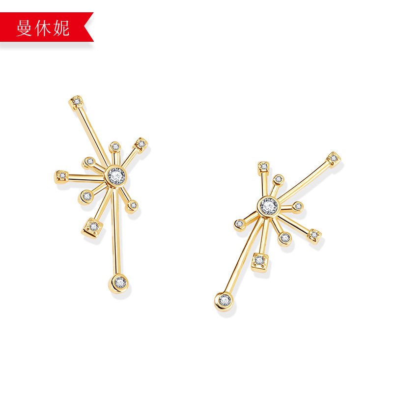 925银针气质人工锆石耳钉日韩国简约夸张耳坠银饰品厂家直销批发