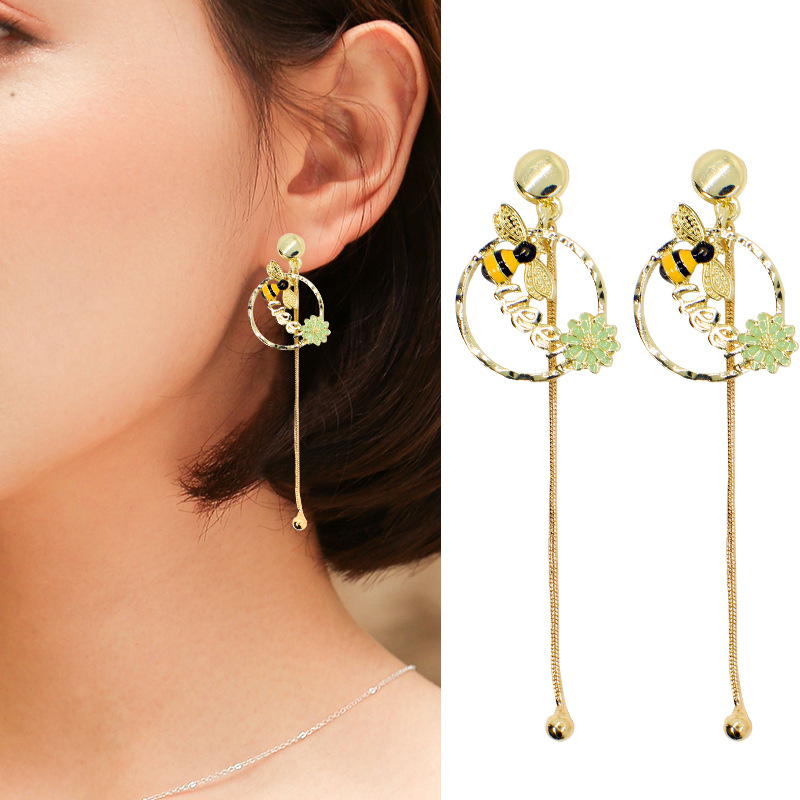 2020新款耳坠网红气质耳环清新耳环小雏菊耳坠小蜜蜂耳坠厂家直销