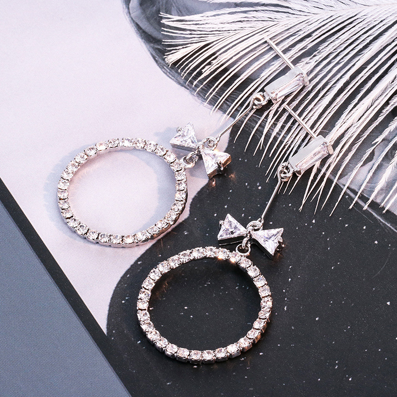 925纯银针黑色大圈圈耳环长款韩版耳坠气质新潮个性耳钉厂家直销