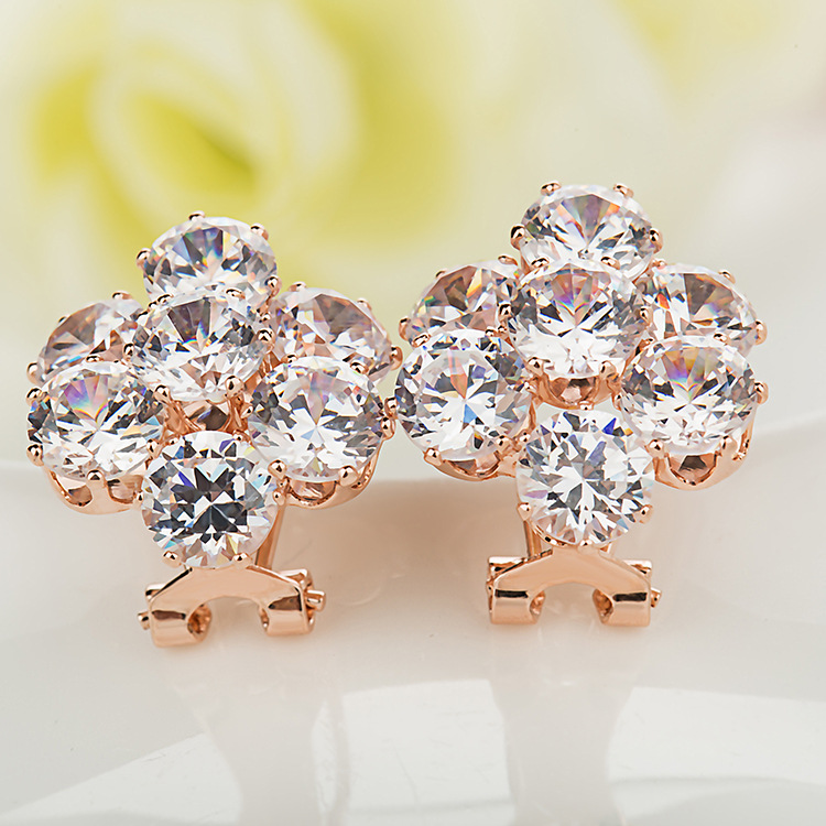 韩国s银针耳夹 小雏菊花后挂式耳钉韩版防过敏饰品礼物