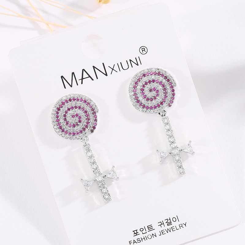 甜美可爱棒棒糖耳钉女气质韩国个性耳环网红耳坠无耳洞耳夹耳饰品