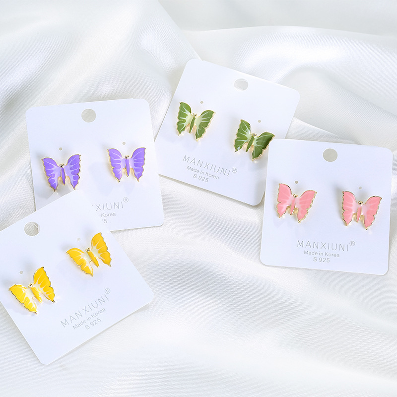 小蝴蝶气质清新耳钉S925银针梦蝴蝶耳钉网红耳坠厂家直销批发耳环