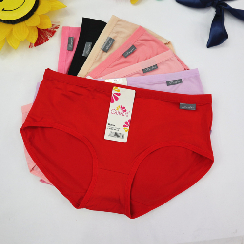 Hot Selling Women‘s Milk Silk Briefs Solid Color Medium and Low Waist Young Women‘s Pants Stall Foreign Trade Wholesale