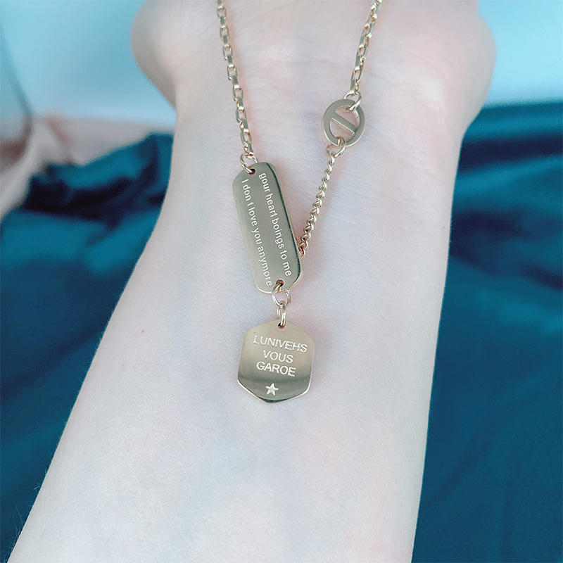 钛钢项链网红锁骨链Ins欧美字母颈链气质复古高级感项圈配饰女