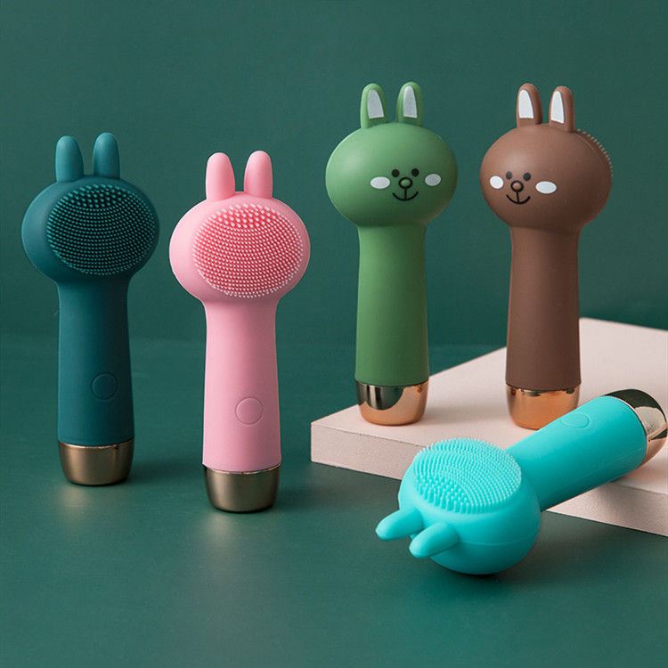 跨境热销兔子洗脸仪超声波洁面仪毛孔清洁器去黑头女电池款洁面仪