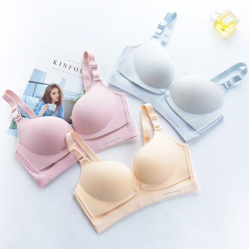 one-piece skin-friendly cotton non-steel ring pure cotton nursing bra comfortable push up breast collection front buckle maternity underwear