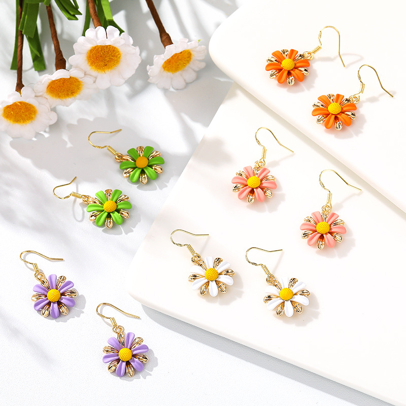 韩国气质网红耳环女 新款潮流女小清新花朵简约百搭显瘦耳钉饰品