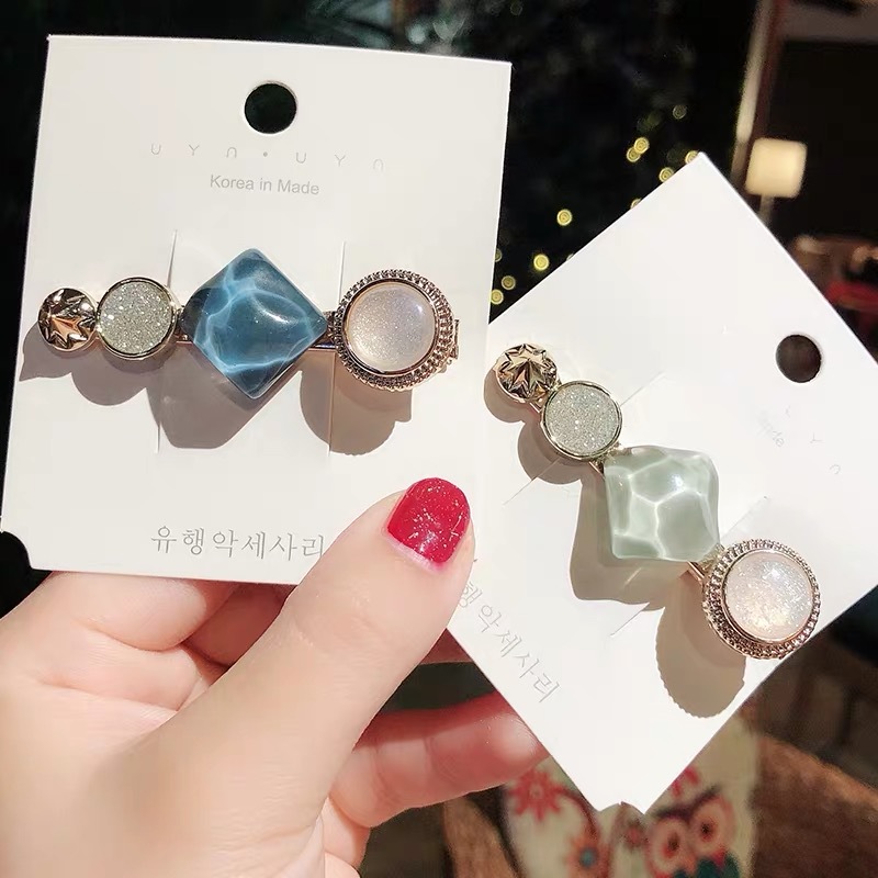 韩版水晶发夹网红镶钻高档一字夹边夹少女鸭嘴夹侧边夹发卡女头饰