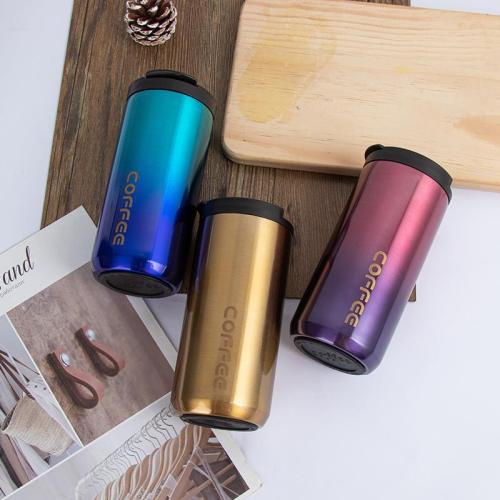 internet hot gradient color stainless steel thermos cup ins wind student couple coffee cup office cup foreign trade customization