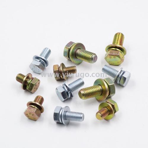 fasteners hexagon cap head hex cap hd bolt spring washer and flat pad three-piece combination screw