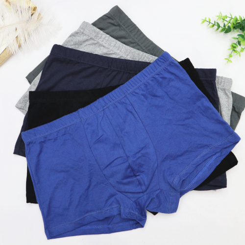Men‘s Cotton Sparkling Style Solid Color Breathable and Loose Comfortable Large Cotton U Convex Boxer Briefs Factory Hot Selling Stall Goods