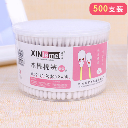 500 PCs Double-Headed Boxed Cotton Swabs Cotton Swabs Disposable Makeup Remover Makeup Ear Picking Sticks Cleaning Sanitary Cotton Swabs