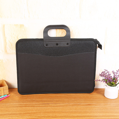 Portable Briefcase Business Fashion A4 File Bag Double Leather Surface Office Bag Factory Wholesale