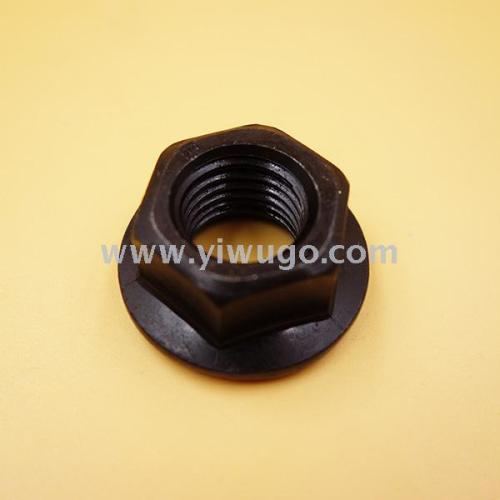 black zinc hex flange toothed nut hex with pad non-slip nut flange nut fastener