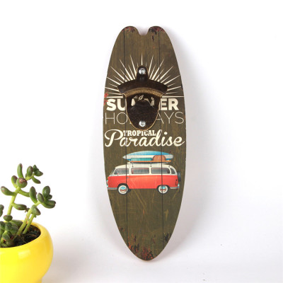 木质装饰啤酒开瓶器木板壁挂墙挂瓶启